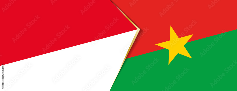 Indonesia and Burkina Faso flags, two vector flags. Indonesia and Burkina Faso flags, two vector flags.