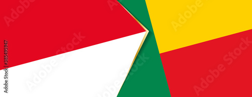 Indonesia and Benin flags  two vector flags.