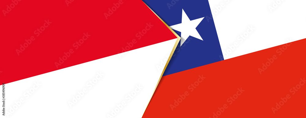 Indonesia and Chile flags, two vector flags. Indonesia and Chile flags, two vector flags.