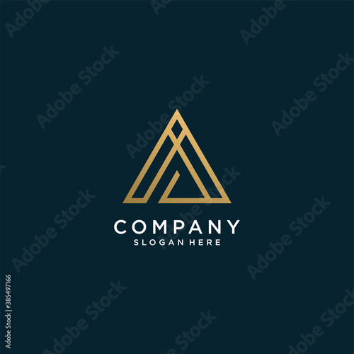 Logo letter A with golden line art style, unique, premium, vector part 3