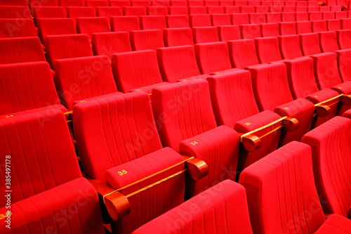 seats in the theater. Social distance between spectators in the hall. Social distance restrictions