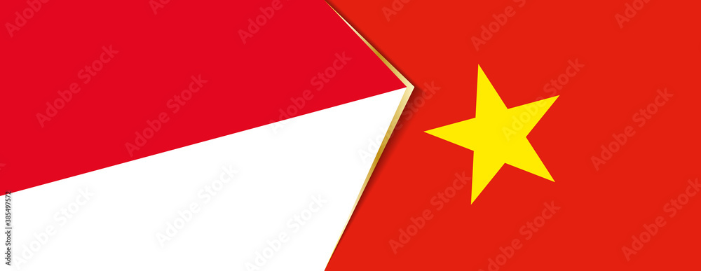 Indonesia and Vietnam flags, two vector flags. Indonesia and Vietnam flags, two vector flags.