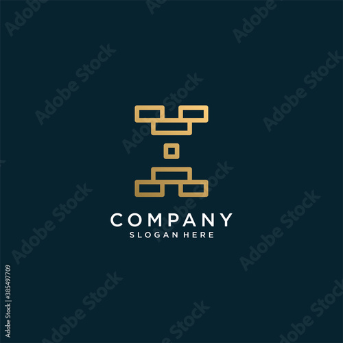 Letter X logo with golden abstract line art style, unique, premium, vector