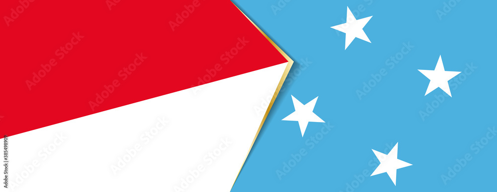 Indonesia and Micronesia flags, two vector flags. Indonesia and Micronesia flags, two vector flags.