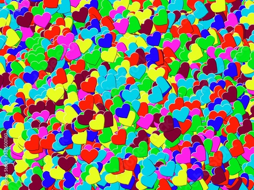 Multi colour heart shapes beautiful texture
