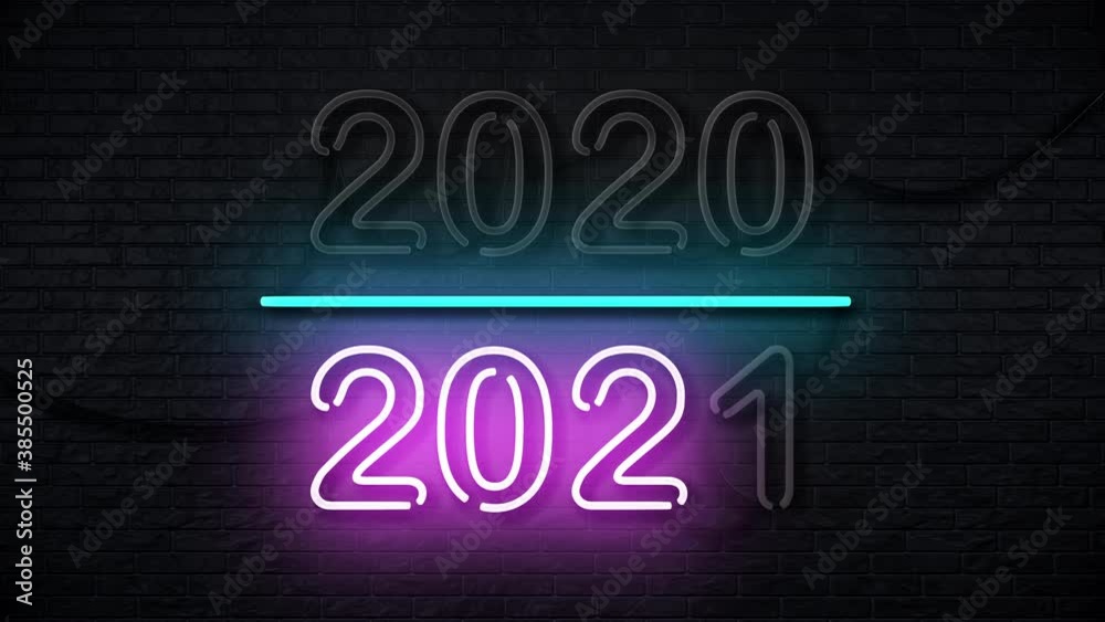 2020-2021 Change Happy New Year 2021 Neon Sign New Years Concept Background Looped Animation 2020-2021 Change Happy New Year 2021 Neon Sign New Years Concept Background Looped Animation