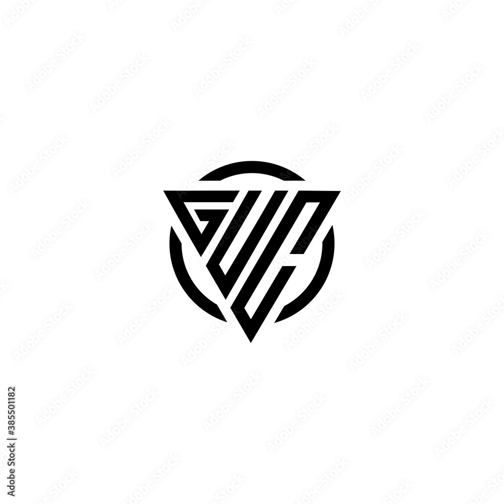 Initial letter GUC triangle monogram clean modern simple logo