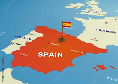 Spain Map and Flag