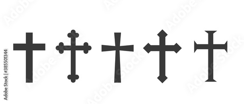 Billede på lærred Set christian cross vector