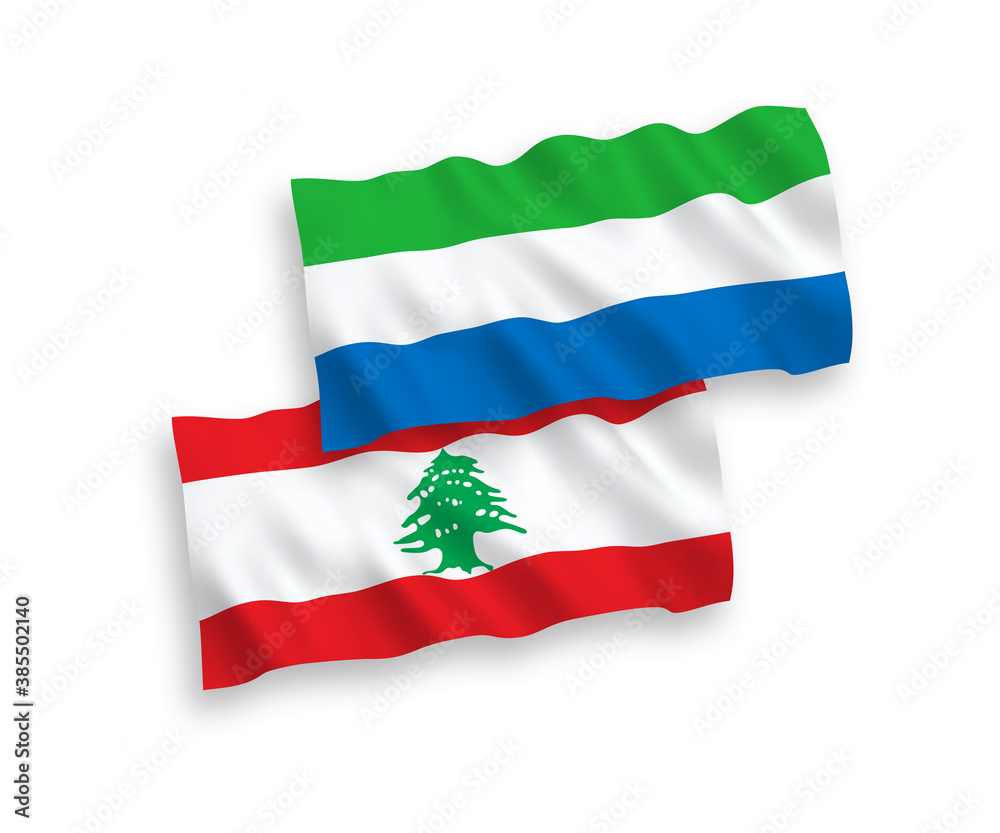 Flags of Lebanon and Sierra Leone on a white background Flags of Lebanon and Sierra Leone on a white background