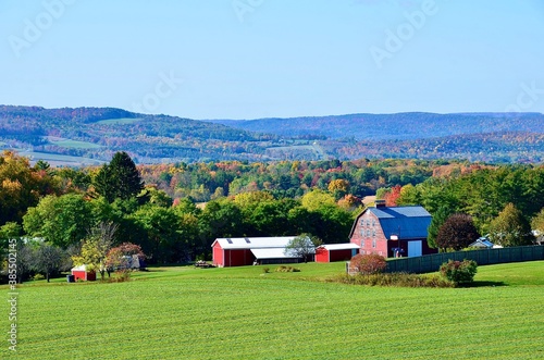 Landscape in the mountains, upstate New York. Autumn view in October  photo