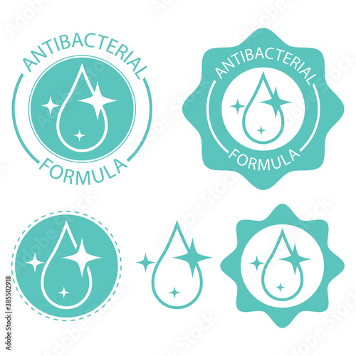 Set of icons antibacterial formula. For the designation of antibacterial soap, antiseptic gel, and other decontaminating products. 