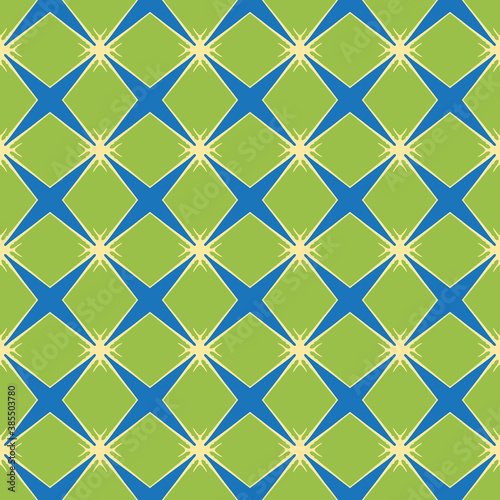Vector seamless pattern background texture with geometric shapes, colored in green, blue, yellow colors.