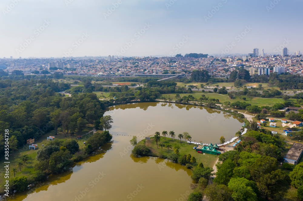 lake of the Tiete Ecological Park in Sao Paulo, Brazil, seen from above