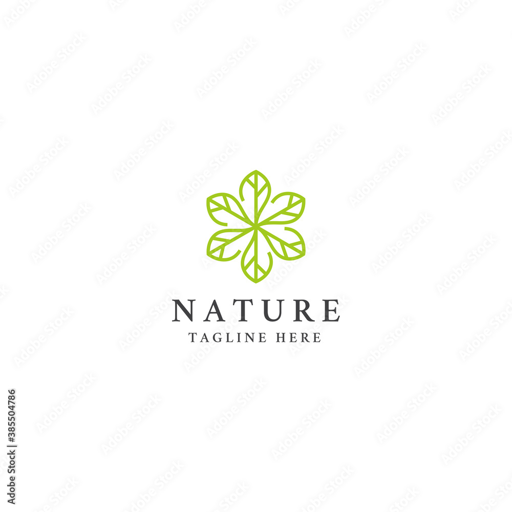 Creative leaf natural organic floral logo icon design template