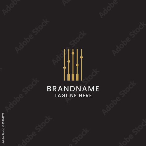 Music studio logo icon design template premium vector