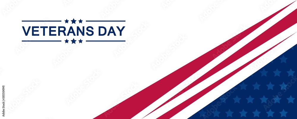 Obraz premium Blue Red and White Color Veterans Day Banner Template