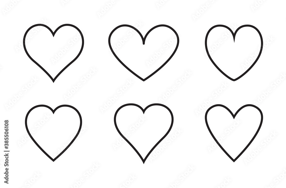Heart thin line icons set isolated on white background. Modern collection of different linear hearts for love icon, love logo and Valentine's day. Creative art concept, outline heart vector Heart thin line icons set isolated on white background. Modern collection of different linear hearts for love icon, love logo and Valentine's day. Creative art concept, outline heart vector