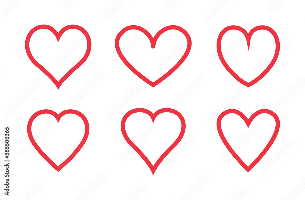 Heart thin line icons set isolated on white background. Modern collection of different linear hearts for love icon, love logo and Valentine's day. Creative art concept, outline heart vector Heart thin line icons set isolated on white background. Modern collection of different linear hearts for love icon, love logo and Valentine's day. Creative art concept, outline heart vector
