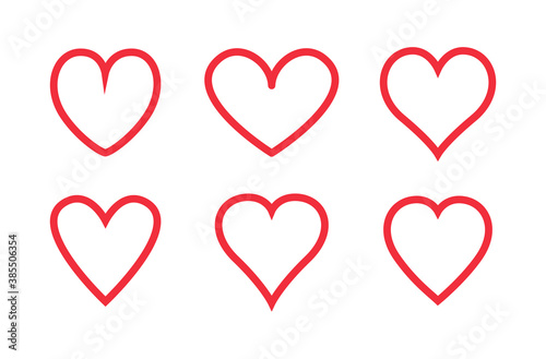 Heart thin line icons set isolated on white background. Modern collection of different linear hearts for love icon, love logo and Valentine's day. Creative art concept, outline heart vector