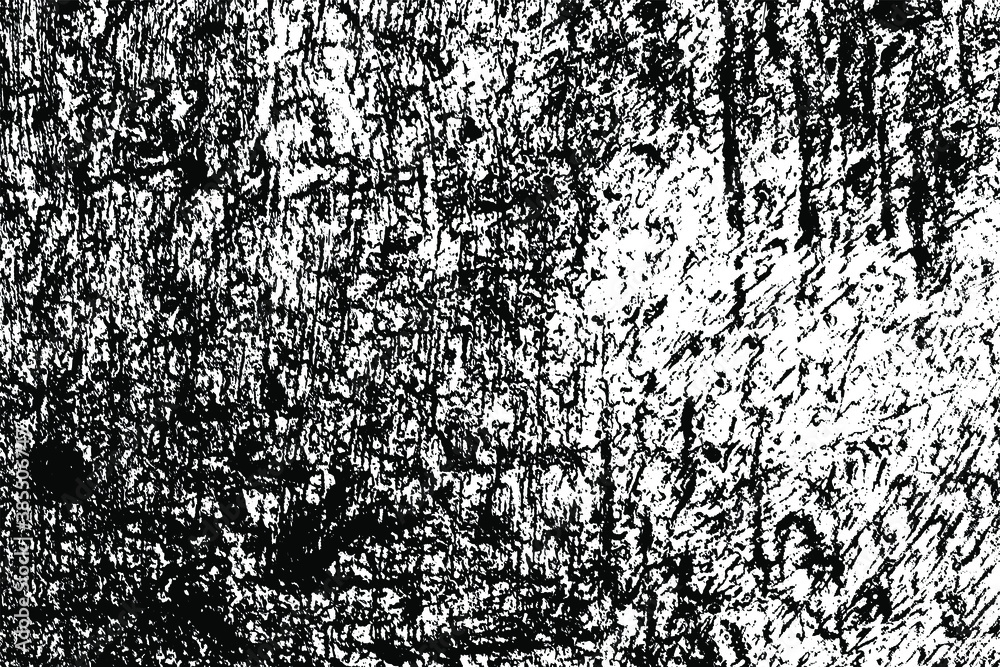 Black and white grunge texture. Black streaks of paint, ink, and dirt. Abstract monochrome background. Pattern of scratches, chips, and wear Black and white grunge texture. Black streaks of paint, ink, and dirt. Abstract monochrome background. Pattern of scratches, chips, and wear