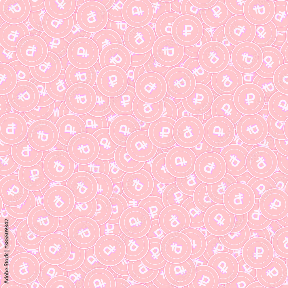Russian ruble copper coins seamless pattern. Gorge