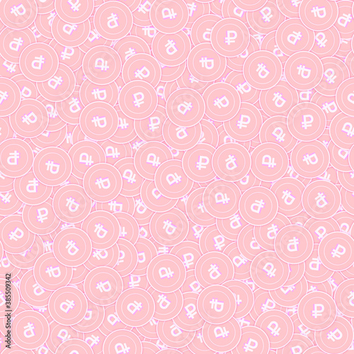 Russian ruble copper coins seamless pattern. Gorge