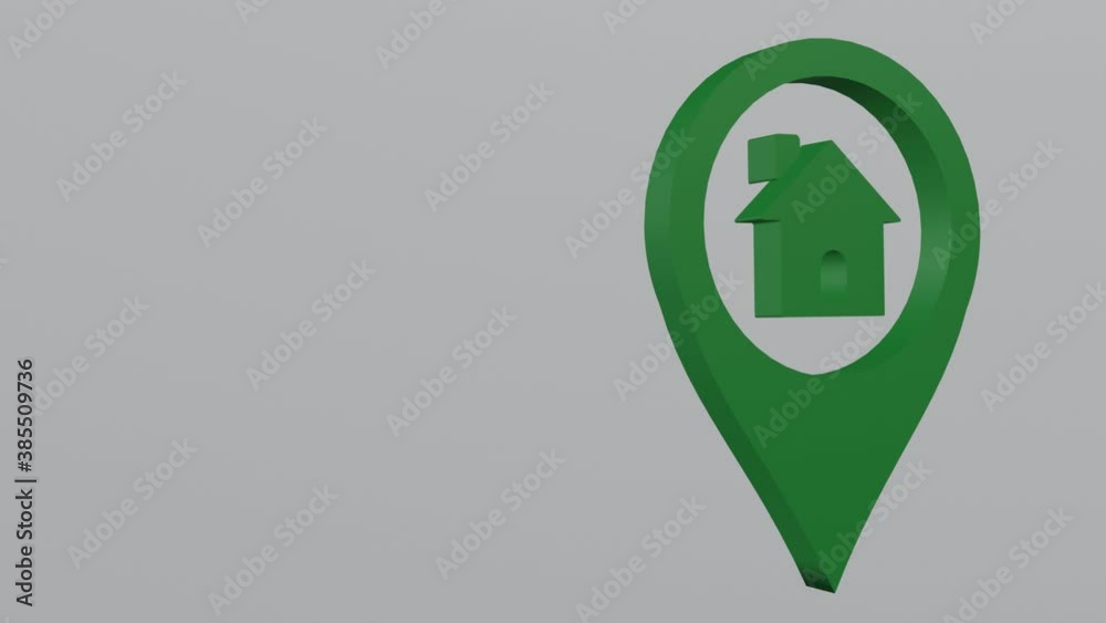 Home Icon and Location Pin 3D Object rendering rotation animation with copy space. perfect for home sale, rent, flat, plot sale advertizement Home Icon and Location Pin 3D Object rendering rotation animation with copy space. perfect for home sale, rent, flat, plot sale advertizement