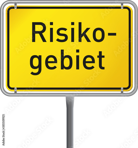 Ortsschild gelb Risikogebiet