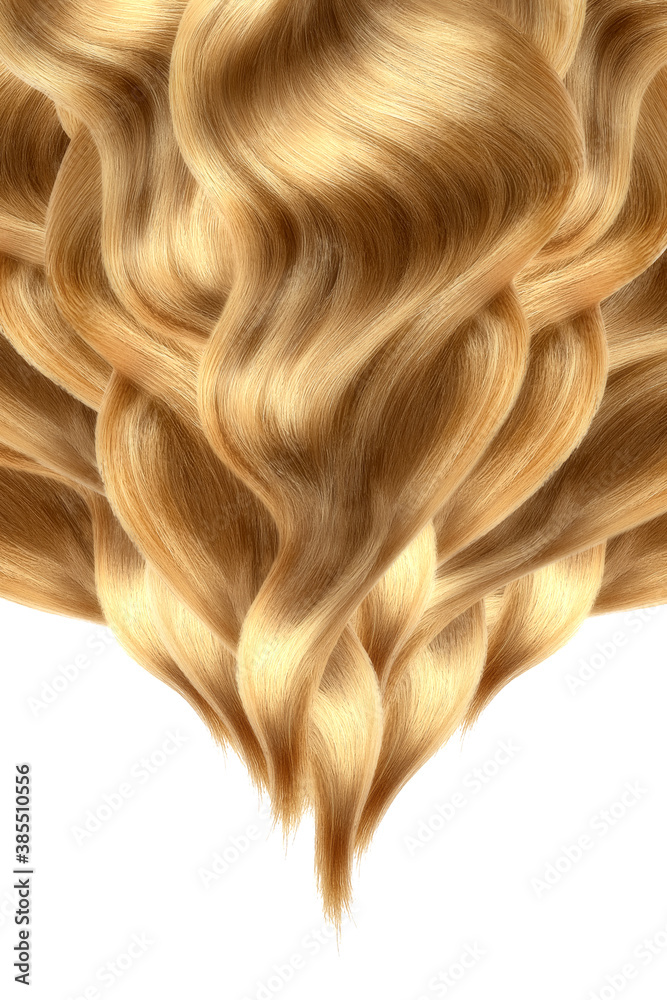 Brown shiny hair on white background, isolated Brown shiny hair on white background, isolated