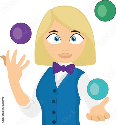 Vector illustration of a young juggler