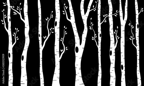 White Branch Tree or Naked trees silhouettes set. Hand drawn isolated illustrations.