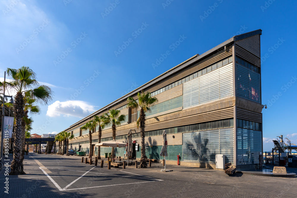 Panoramic view of yacht port and fisherman market at Mediterranean coastline beneath Old City of Jaffa in Tel Aviv Yafo, Israel Panoramic view of yacht port and fisherman market at Mediterranean coastline beneath Old City of Jaffa in Tel Aviv Yafo, Israel