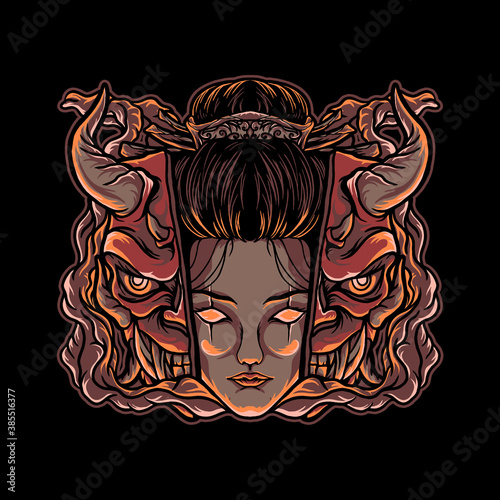 Geisha illustration for design merchandise or poster