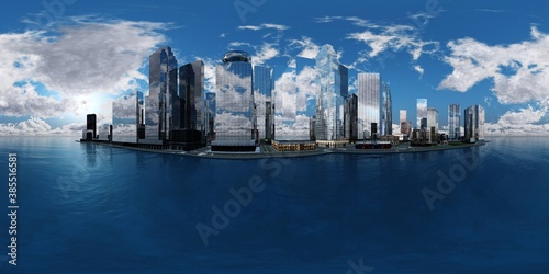 Photography cityscape, HDRI, environment map , Round panorama, spherical panorama, equidista