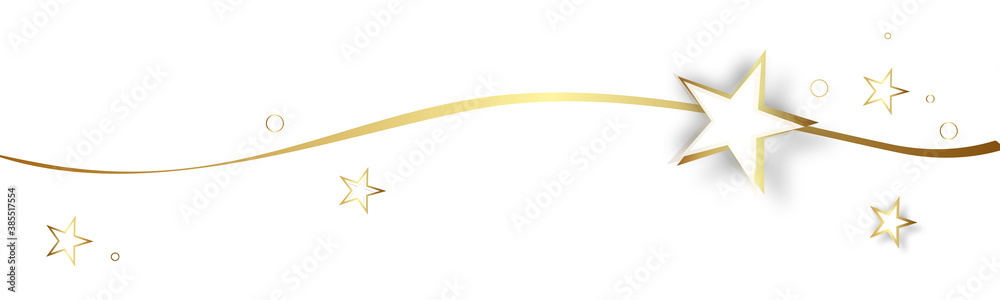 Obraz premium Gold Stern Sterne Band Banner Welle Wellen Hintergrund Freiraum