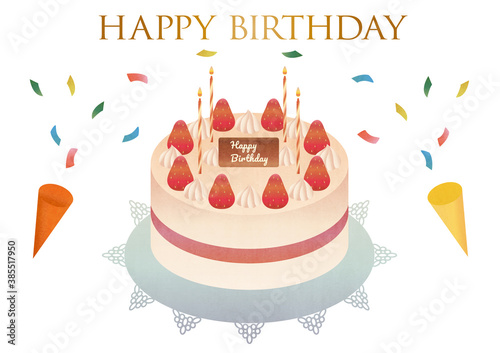Strawberry's birthday cake with candles