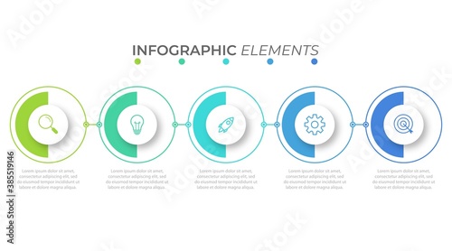 Presentation business infographic template with 5 options. Vector illustration.