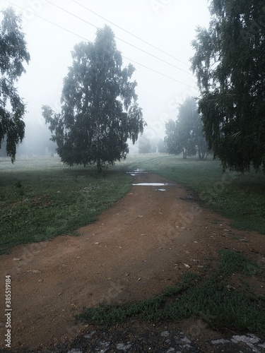 village road in smog 1