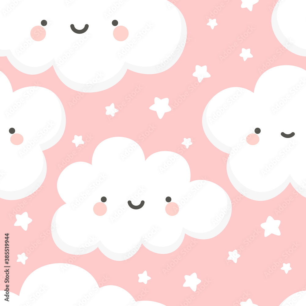 custom made wallpaper toronto digitalCloud and Stars Cute Seamless Pattern, Cartoon Vector Illustration, Cartoon Background