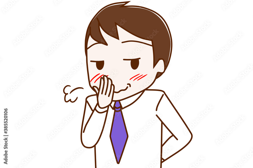 笑いを堪えているがにやにやが止まらなく吹き出してしまう男性 笑いを堪えているがにやにやが止まらなく吹き出してしまう男性