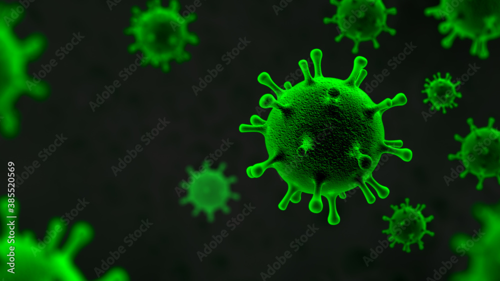 Coronavirus COVID-19 under the microscope. 3d illustration Coronavirus COVID-19 under the microscope. 3d illustration