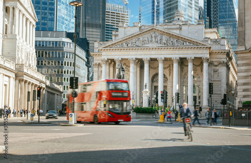Royal Exchange, London With Red bus photo