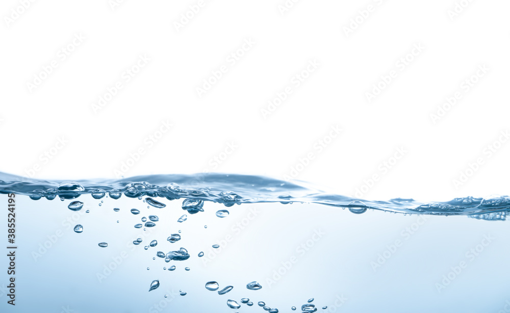 Water splash Aqua flowing in waves and creating bubbles Drops on the water surface feel fresh and clean isolated on white background Water splash Aqua flowing in waves and creating bubbles Drops on the water surface feel fresh and clean isolated on white background