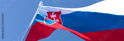 Photography 3D rendering of the national flag of Slovakia waving in the wind