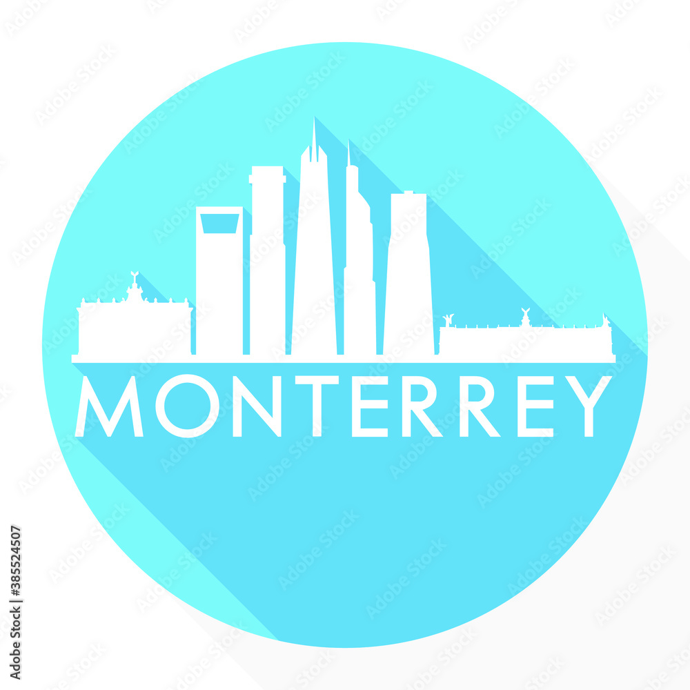 Fototapeta premium Monterrey Mexico Flat Icon Skyline Silhouette Design City Vector Art Round.