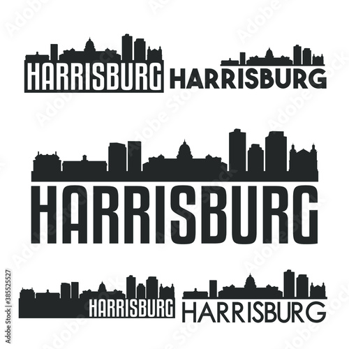 Harrisburg Pennsylvania USA Flat Icon Skyline Vector Silhouette Design Set Logo.