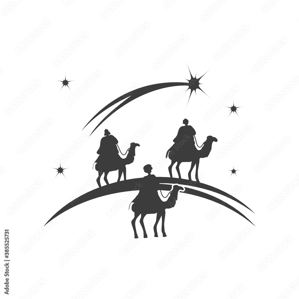 Fototapeta premium nativity, three wise men on camels, traditional celebration religious