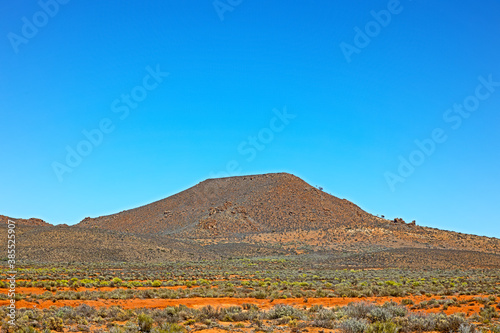 Flat topped hill in Great Karoo in spring