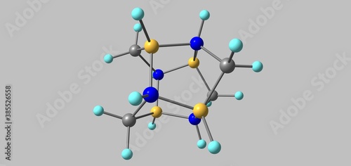Boron nitride nanocage molecular structure isolated on grey